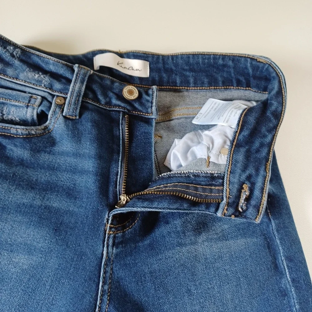 KanCan Jeans Womens 5 Blue High Rise Skinny Frayed Hem Distressed Denim